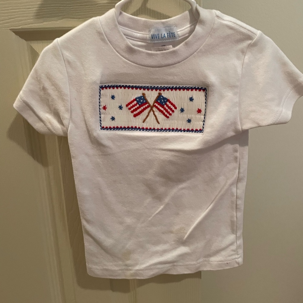 Smocked American flag tee